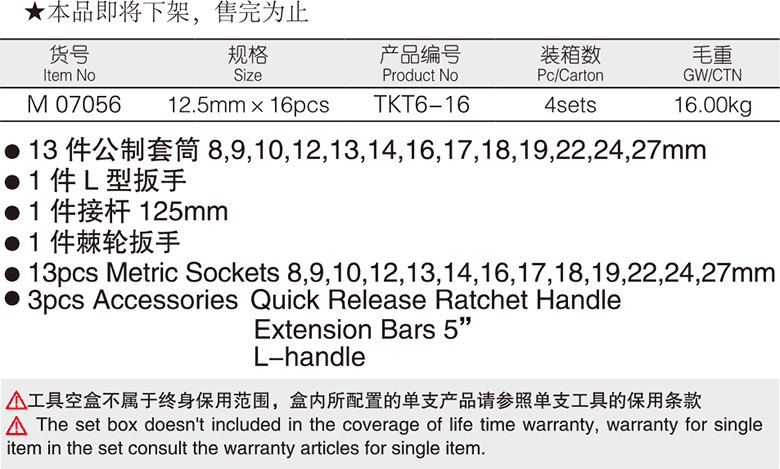 16件12.5mm系列公制套筒组套(图1)