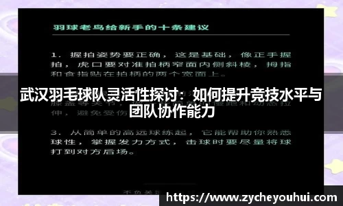 武汉羽毛球队灵活性探讨：如何提升竞技水平与团队协作能力